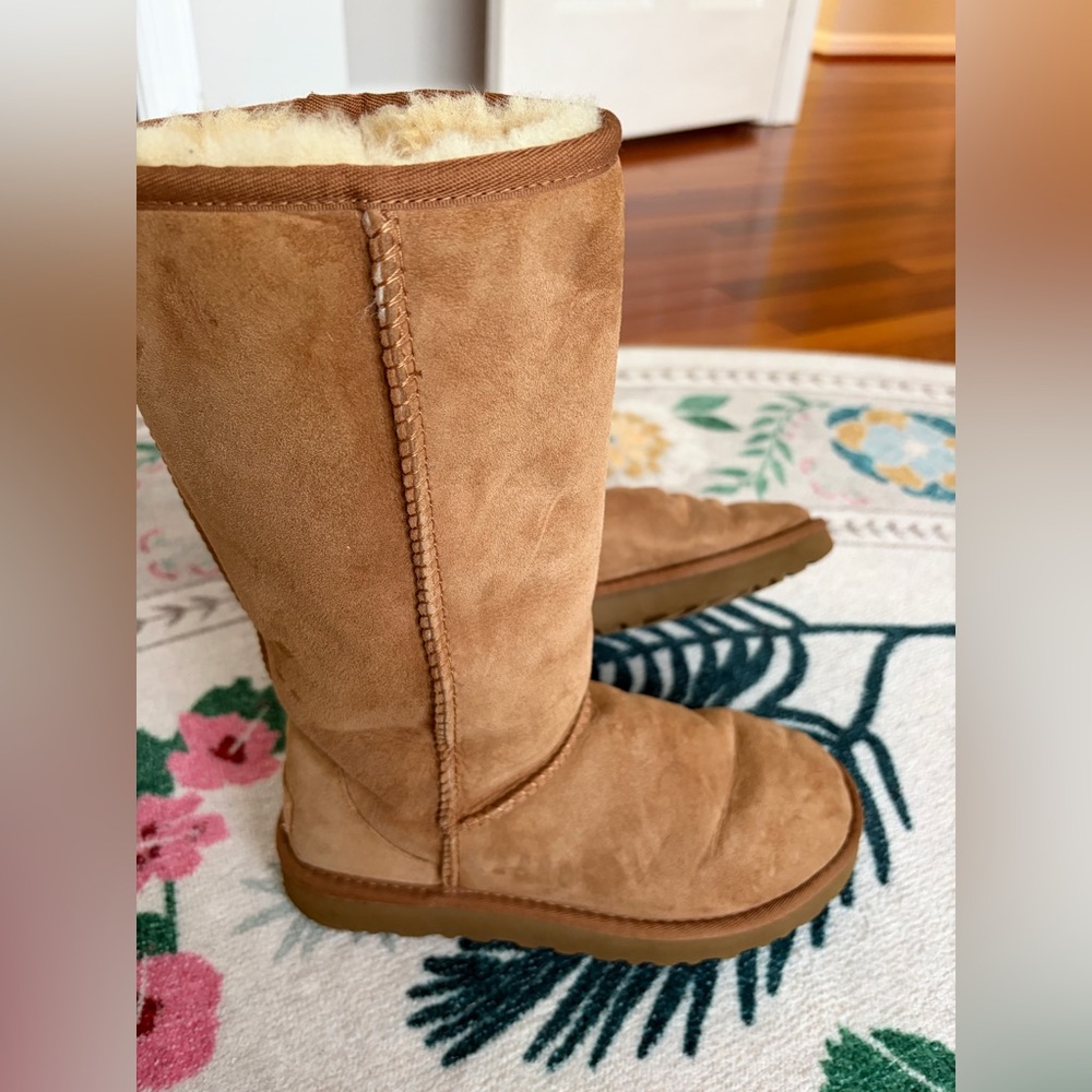 UGG Tall Suede Shearling Boots in Chestnut - Picture 8 of 12
